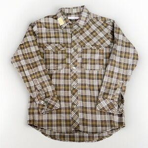 Youth Blurr Plaid organic cotton Button Down EUC sz M 10-12y